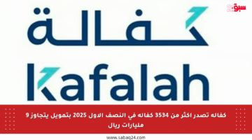 كفالة تصدر أكثر من 3534 كفالة في النصف الأول 2025 بتمويل يتجاوز 9 مليارات ريال